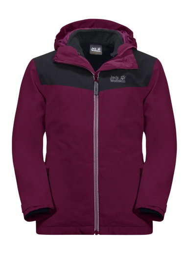 Jack Wolfskin Winterjacke Snowfrost 3in1 (wasser- und winddicht, warme Fleece-Innenjacke) rubinrot Kinder (164-176)